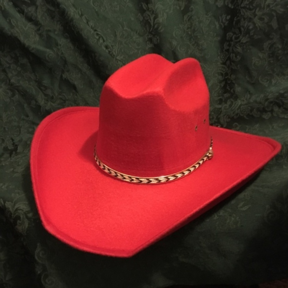 NWOT Red Wool Felt Cowboy Cowgirl Hat